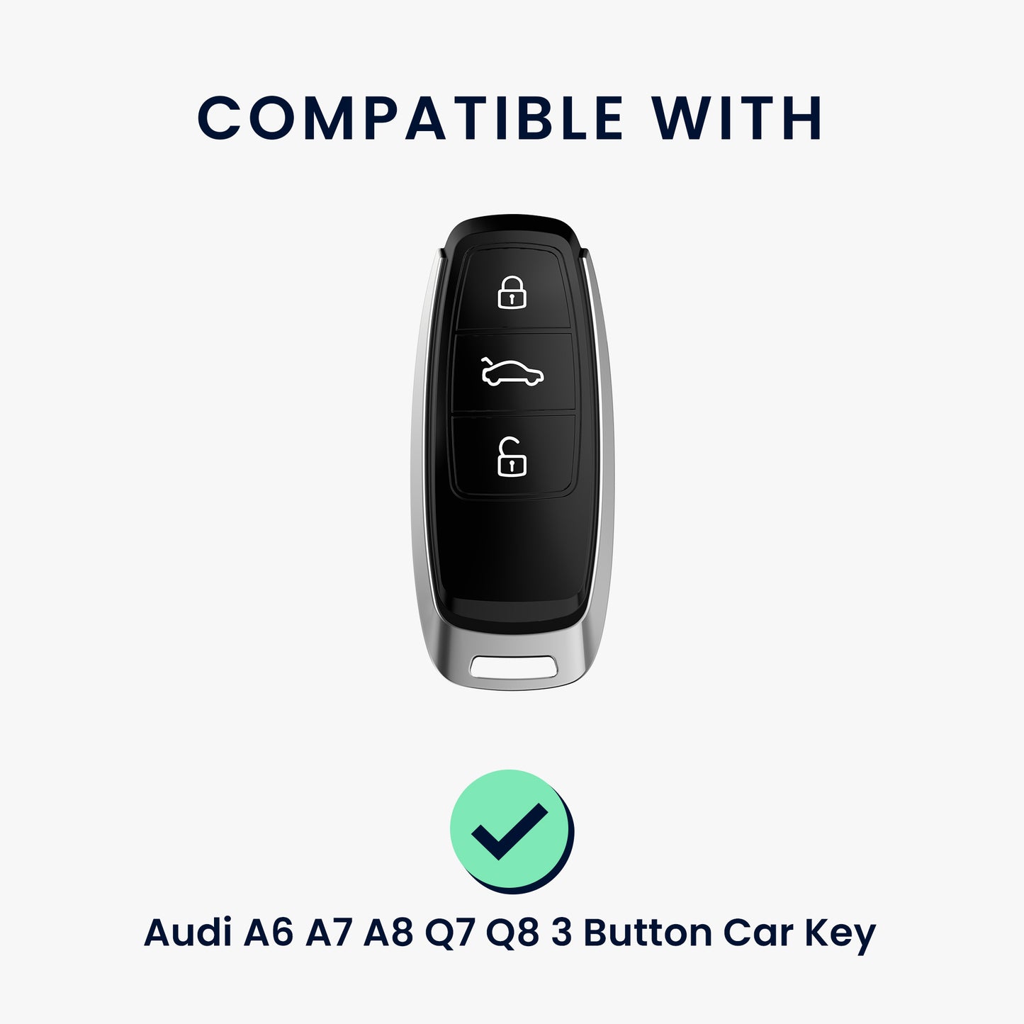 kwmobile Car Key Cover Compatible with Audi A6 A7 A8 Q7 Q8 3-Button Car Key Keyless