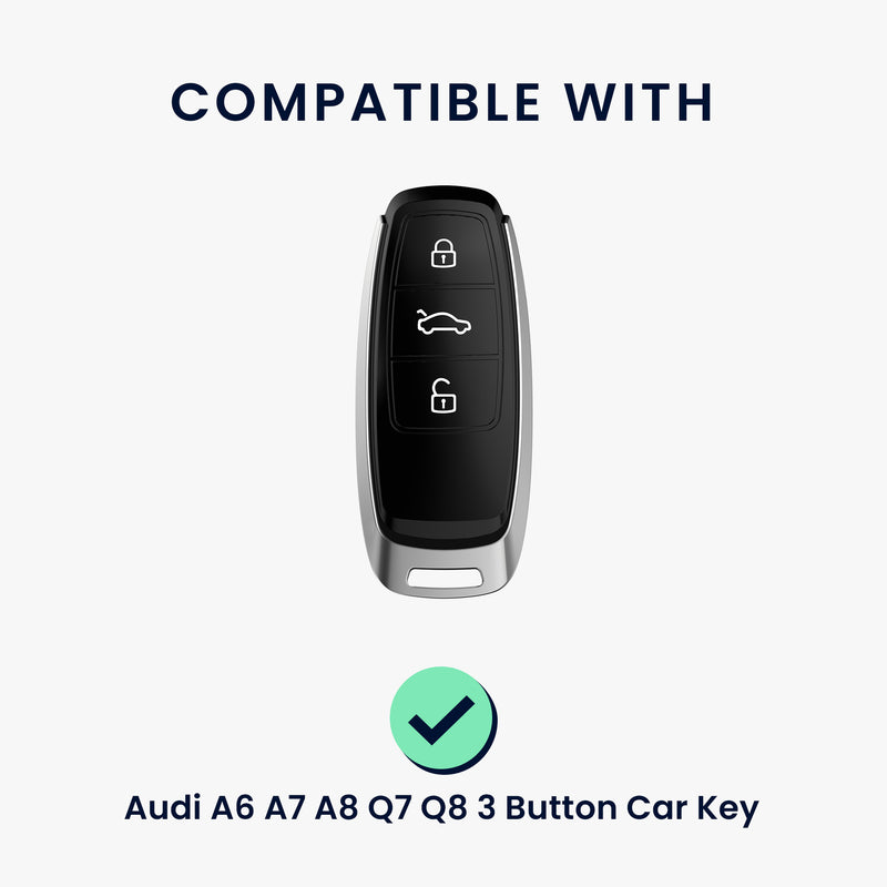 kwmobile Car Key Cover Compatible with Audi A6 A7 A8 Q7 Q8 3-Button Car Key Keyless