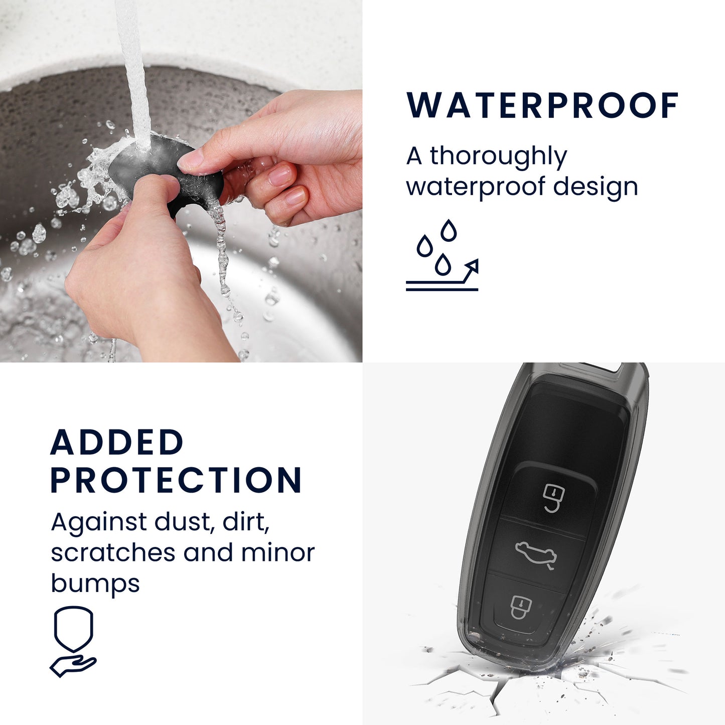 kwmobile Car Key Cover Compatible with Audi A6 A7 A8 Q7 Q8 3-Button Car Key Keyless