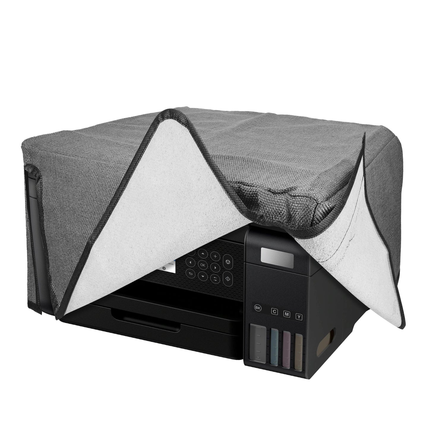 kwmobile Drucker Schützhülle kompatibel mit Epson Eco Tank ET-3850 / Eco Tank ET-4856 Hülle - Printer Cover aus Leinen - Staubschutzhülle für Drucker - Dunkelgrau Dunkelgrau  