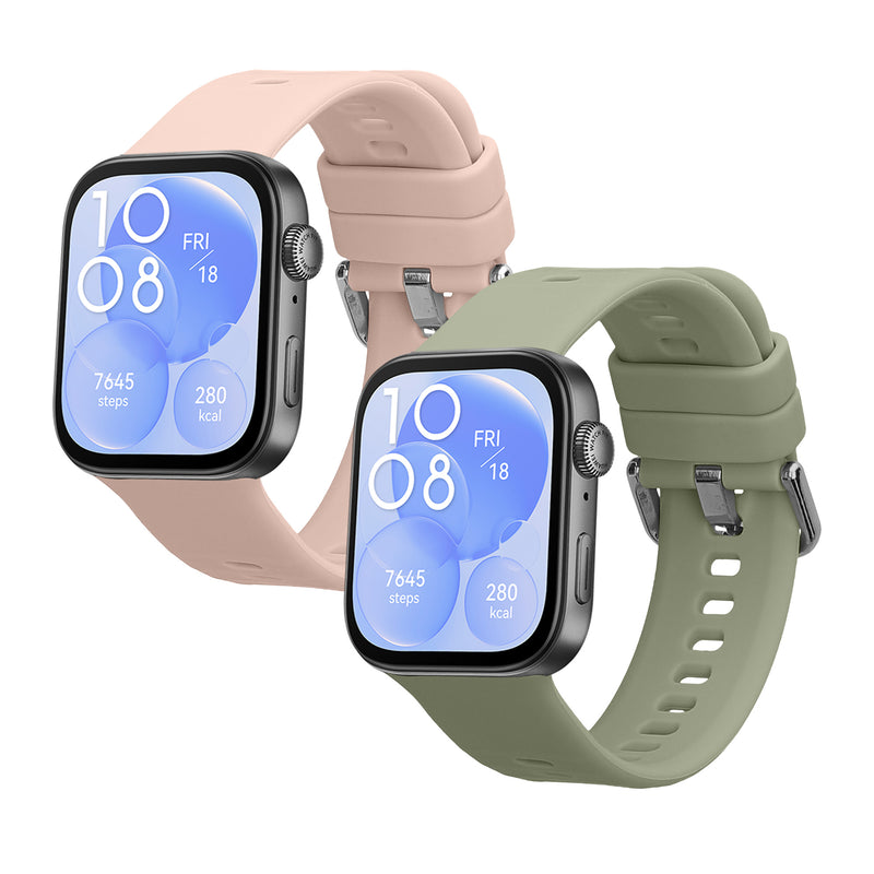 kwmobile 2x Uhrenarmband für Huawei Watch Fit 3 Armband - Fitnesstracker Band Set aus TPU Silikon - Ersatzarmband Smartwatch - Pastellgrün Altrosa Pastellgrün  [dsg02]