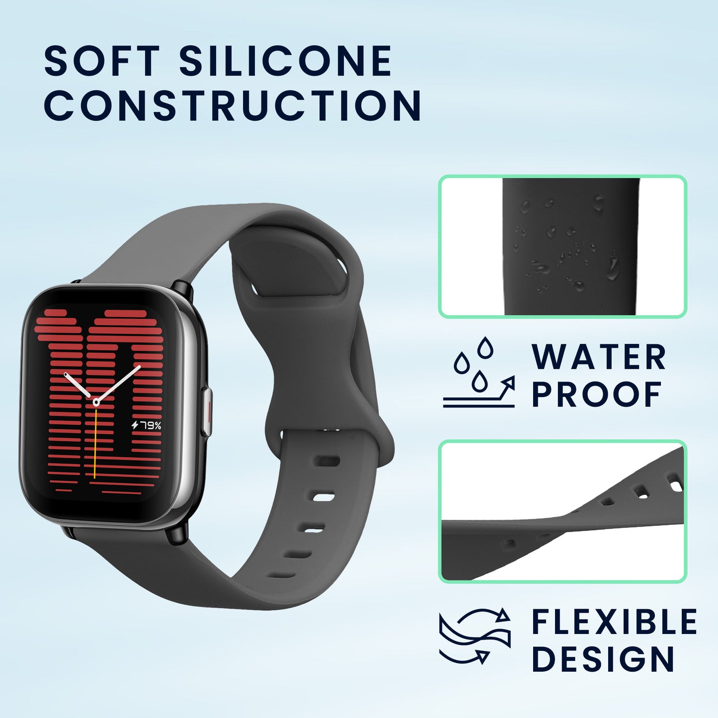 kwmobile Watch Strap for 20mm Amazfit Active 2 / 2 Square / Active Edge / Bip 3 / GTS 3 Fitness Tracker Band Set Replacement Strap Smartwatch