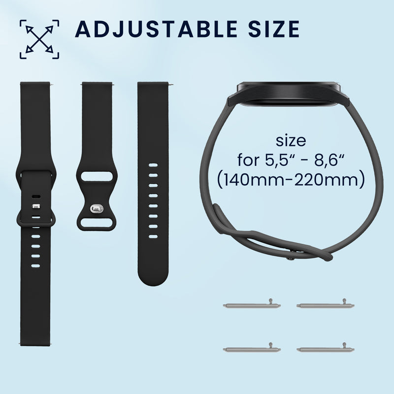 kwmobile Watch Strap for 20mm Amazfit Active 2 / 2 Square / Active Edge / Bip 3 / GTS 3 Fitness Tracker Band Set Replacement Strap Smartwatch