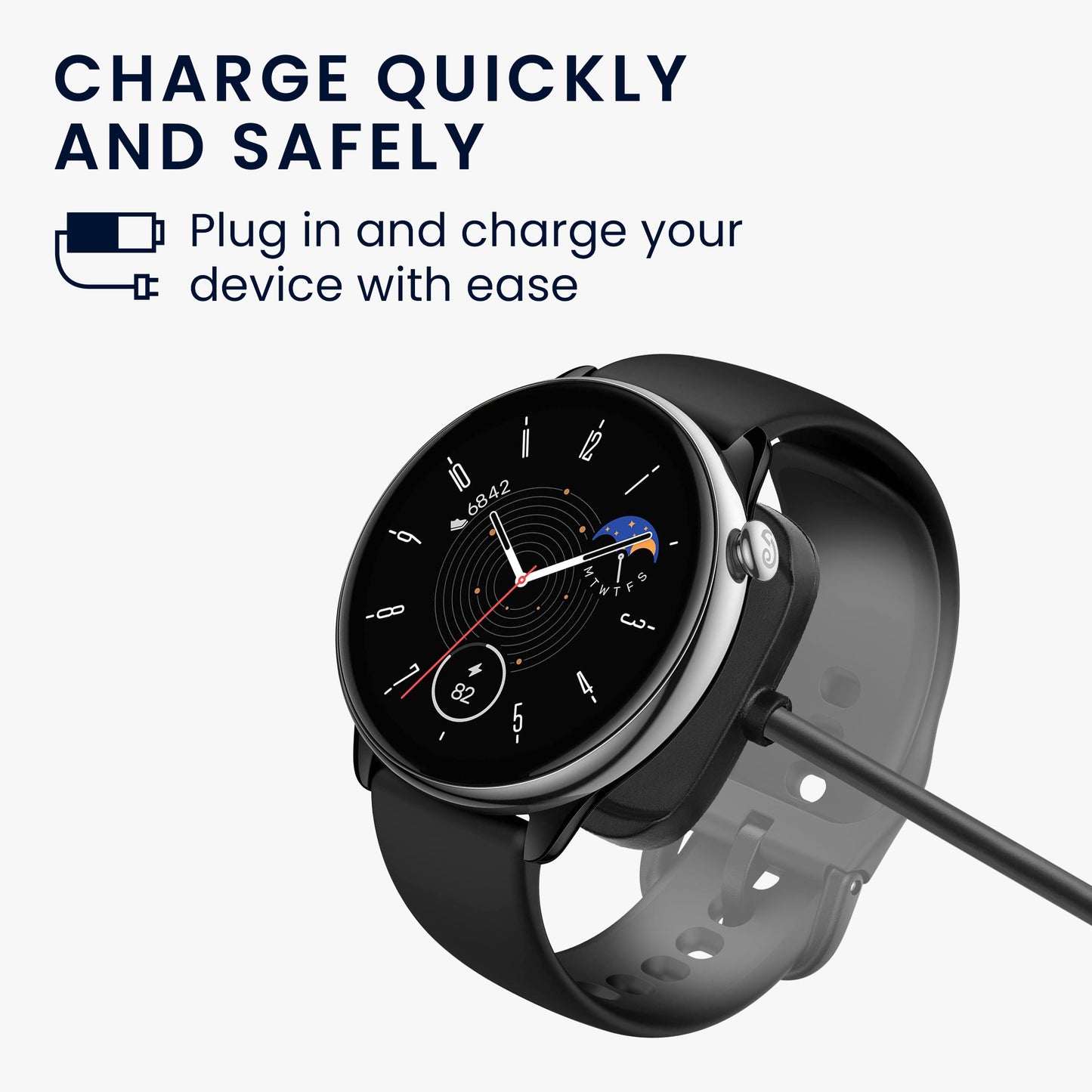 kwmobile USB Charger Cable compatible with Huawei Amazfit Bip 5 / GTR Mini / Amazfit Active / Active Edge Charging Cable Smart Watch Replacement Cable Fitness Tracker Charging Cable
