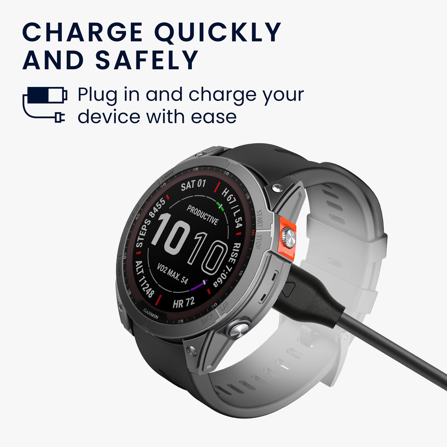 kwmobile USB Charger Cable compatible with Garmin Fenix 5 / Fenix 6 / Fenix 7 / Forerunner 745 / Tactix Delta Charging Cable - Smart Watch Replacement Cable - Fitness Tracker Charging Cable