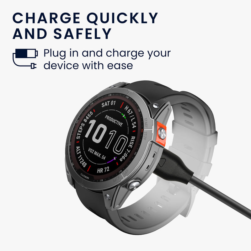 kwmobile USB Charger Cable compatible with Garmin Fenix 5 / Fenix 6 / Fenix 7 / Forerunner 745 / Tactix Delta Charging Cable - Smart Watch Replacement Cable - Fitness Tracker Charging Cable