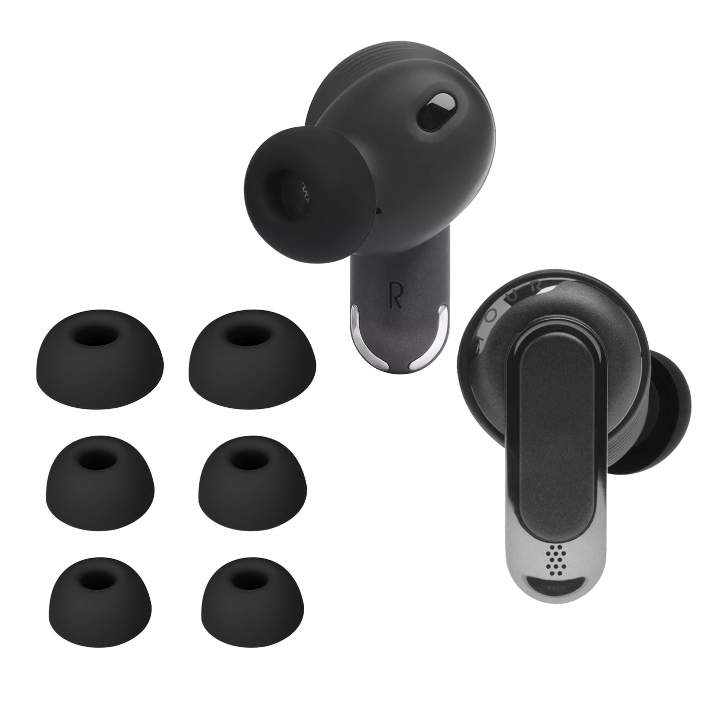 kwmobile 6x Polster kompatibel mit JBL Tour Pro 2 - 3 Größen - Silikon Ohrstöpsel In-Ear Kopfhörer Schwarz  