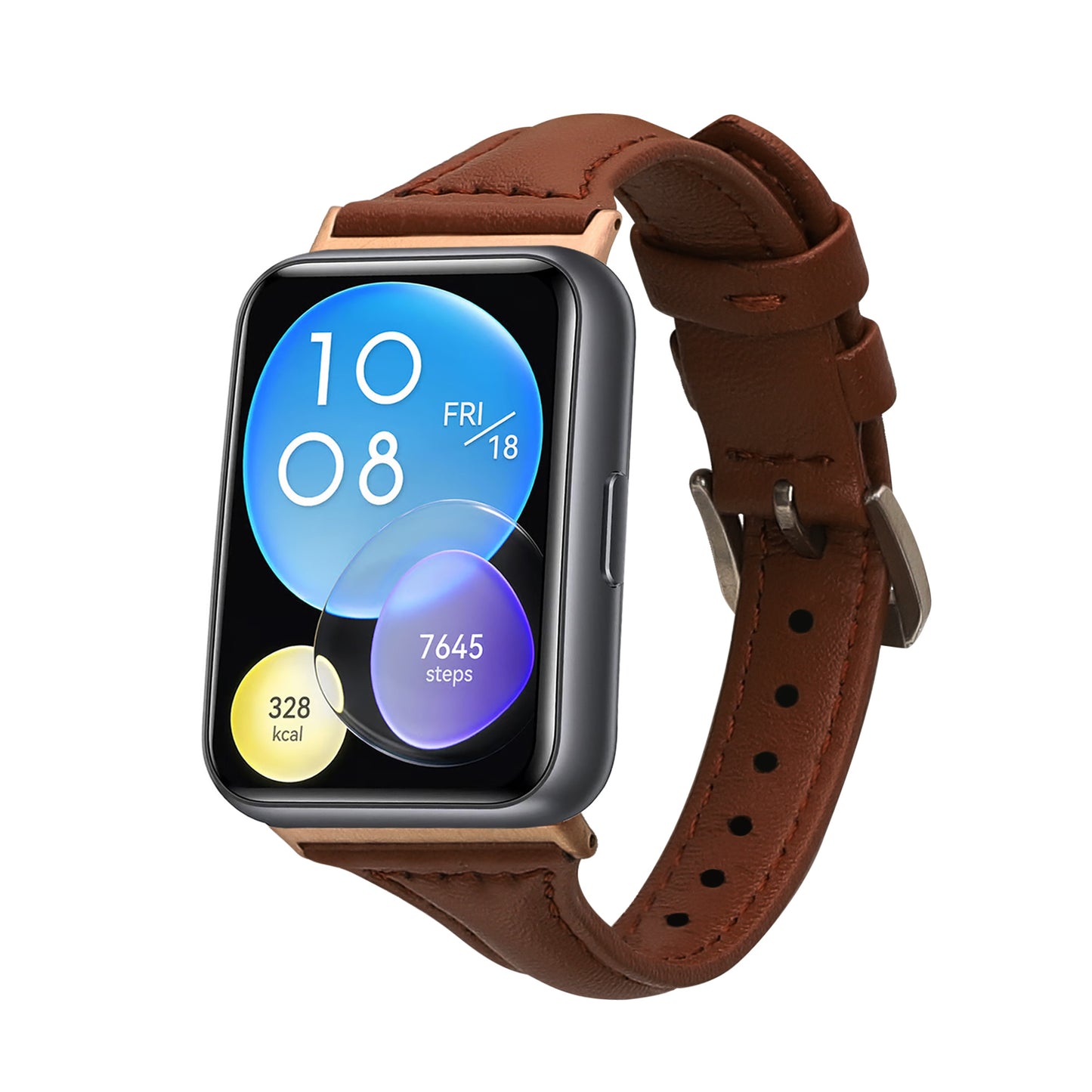 kwmobile Armband kompatibel mit Huawei Watch Fit 2 - Echtleder Fitnesstracker Sportarmband Band Braun  