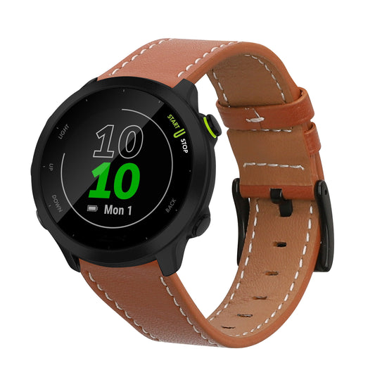 kwmobile Armband kompatibel mit Garmin Forerunner 55 - Echtleder Fitnesstracker Sportarmband Band Braun  