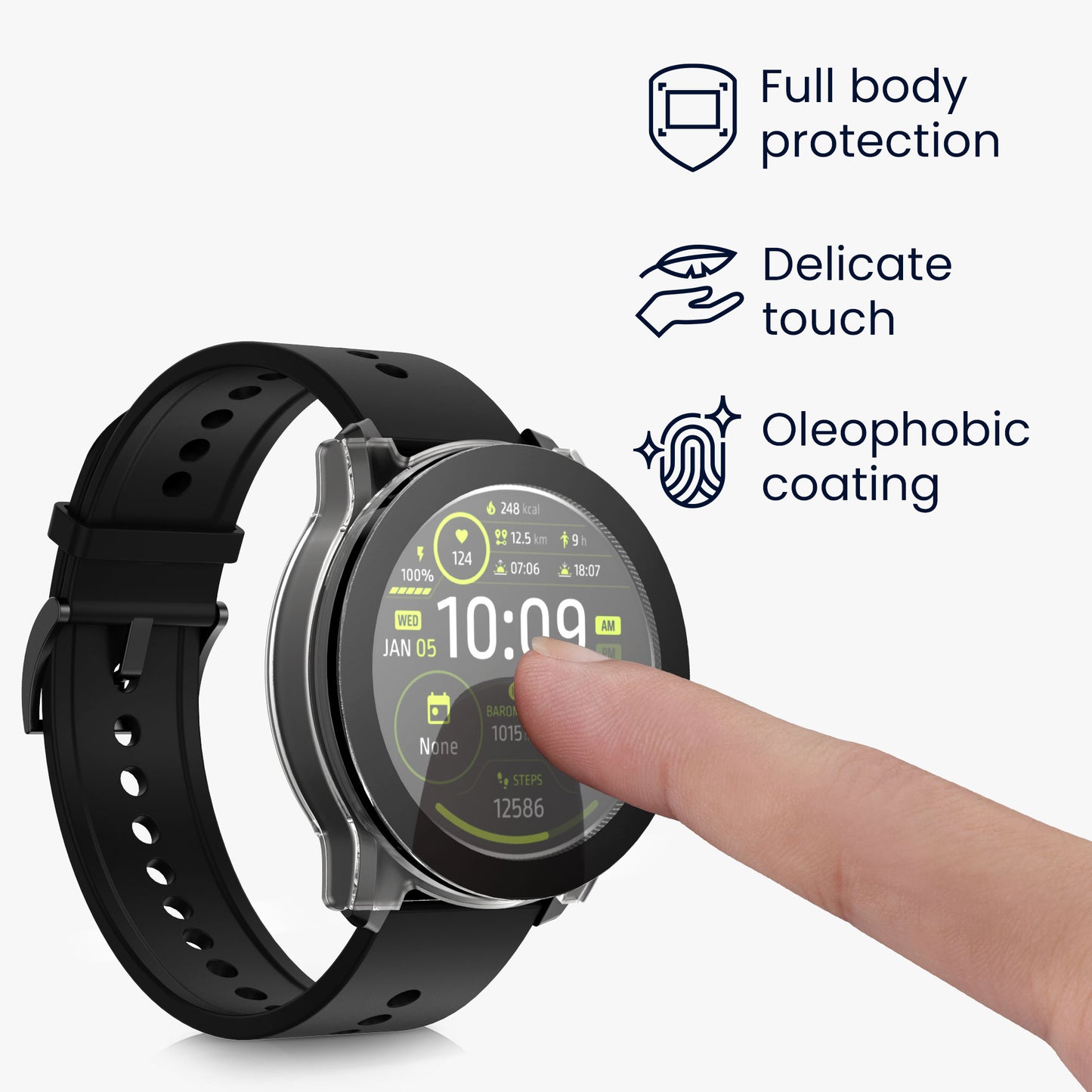 kwmobile Glass Case for Ticwatch Pro 5 Protective Case Full Body Fitness Tracker Case Set