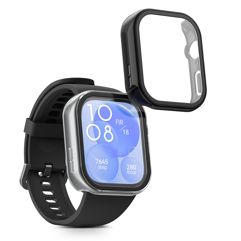 kwmobile Glass Case for Huawei Watch Fit 3 Protective Full Body Fitness Tracker Case Set