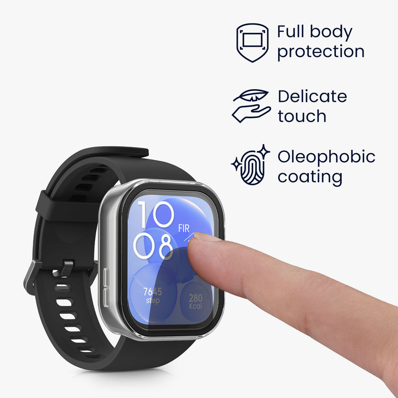 kwmobile Glass Case for Huawei Watch Fit 3 Protective Full Body Fitness Tracker Case Set