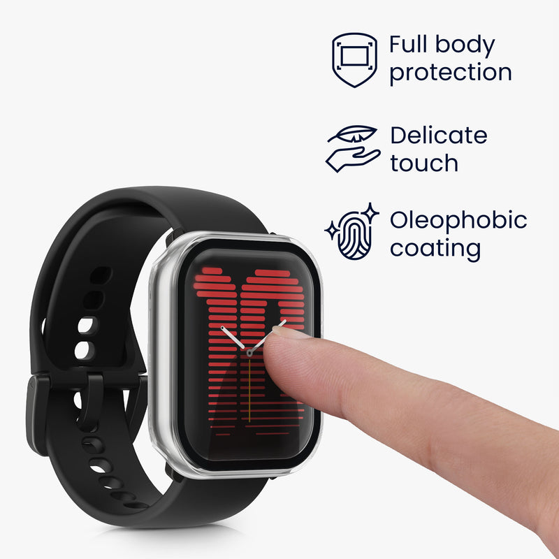 kwmobile Glass Case for Amazfit Active (A2211) Protective Cover Full-Body Fitness Tracker Case Set