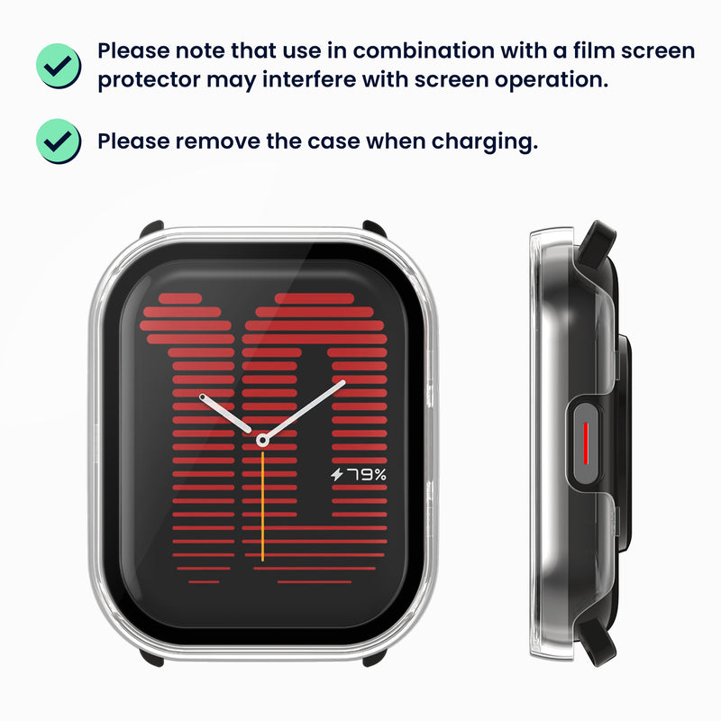 kwmobile Glass Case for Amazfit Active (A2211) Protective Cover Full-Body Fitness Tracker Case Set