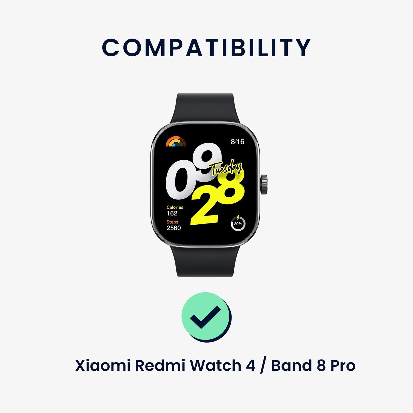 kwmobile Replacement Strap Compatible with Xiaomi Smart Band 8 Pro / Band 9 Pro / Redmi Watch 5 / Redmi Watch 4 Fitness Tracker Strap - 14 - 22 cm Inner Dimensions