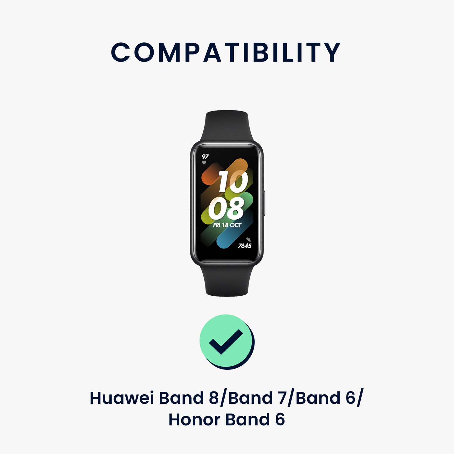 kwmobile Sports Bracelet compatible with Huawei Band 9 / Band 8 7 6 Pro / Honor Band 7 6 with Protective Bumper