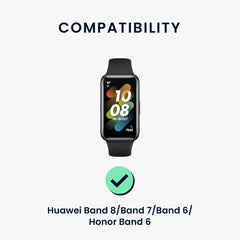 kwmobile Sportarmband kompatibel mit Huawei Band 9 / Band 8 7 6 Pro / Honor Band 7 6 mit Schutz Bumper - Schwarz