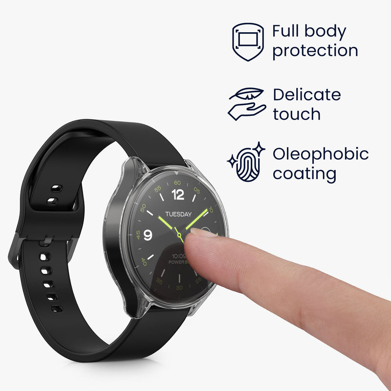 kwmobile Protective Case for Xiaomi Watch 2 Fullbody Display Cover Set