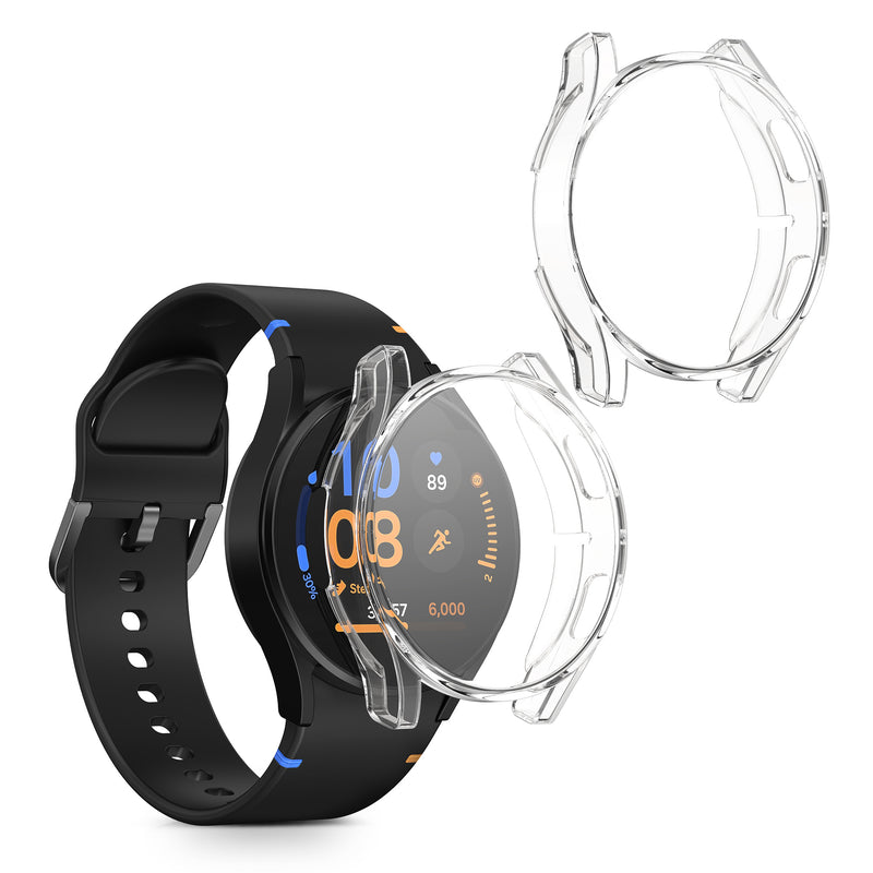 kwmobile 2x Schutzhülle kompatibel mit Samsung Galaxy Watch FE 40mm Hülle - Fullbody Cover Set aus Silikon - Transparent Transparent  [dsg01]