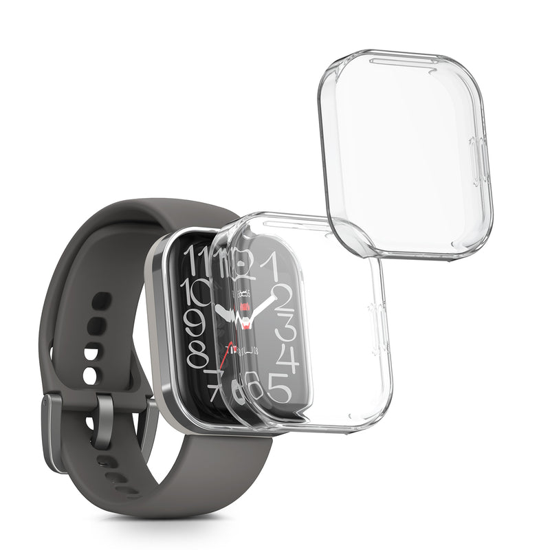 kwmobile 2x Schutzhülle kompatibel mit 22mm Amazfit Bip 6 / Bip 5 Unity / Bip 5 / GTS 3 / Balance 2 / Helio Strap Hülle - Fullbody Cover Set aus Silikon - Transparent Transparent  [dsg01]