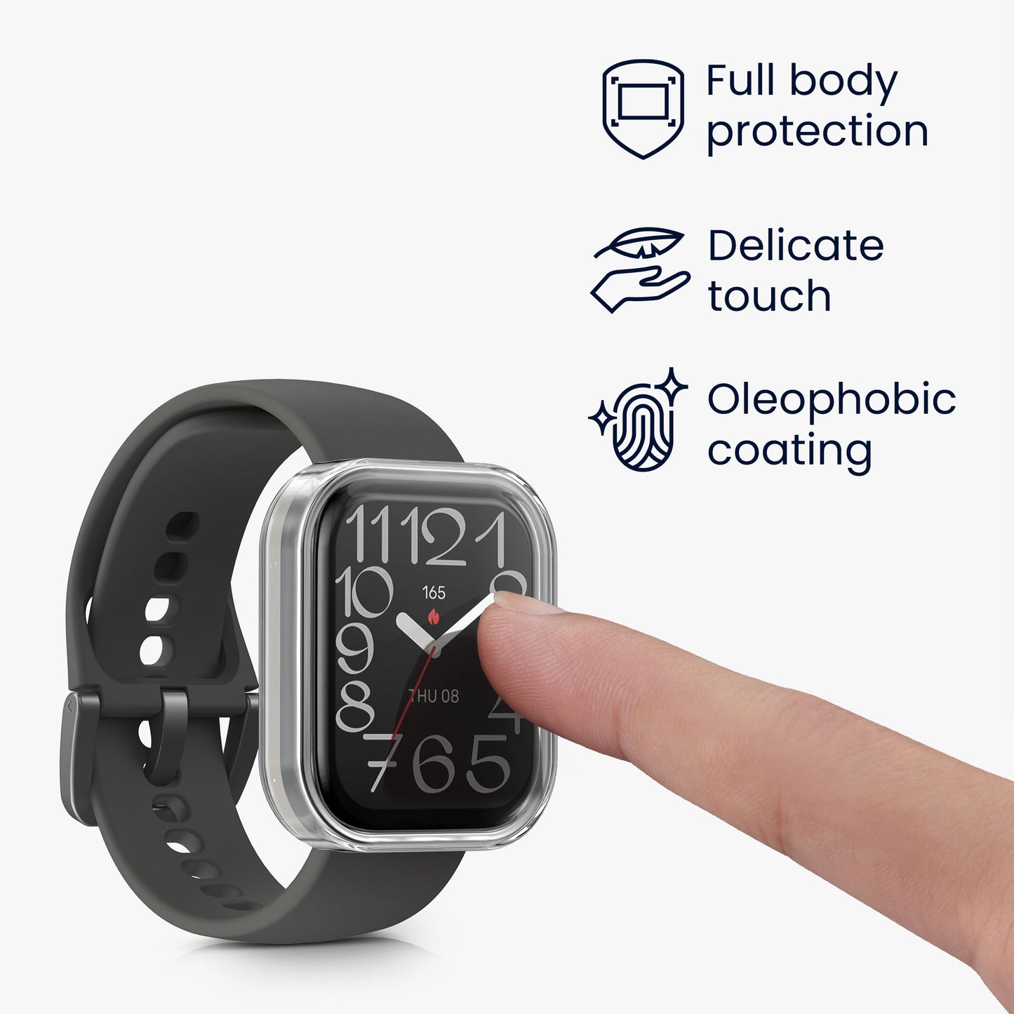 kwmobile Case for 22mm Amazfit Bip 6 / Bip 5 Unity / Bip 5 / GTS 3 / Balance 2 / Helio Strap Protective Case - Full Body Display Cover Set