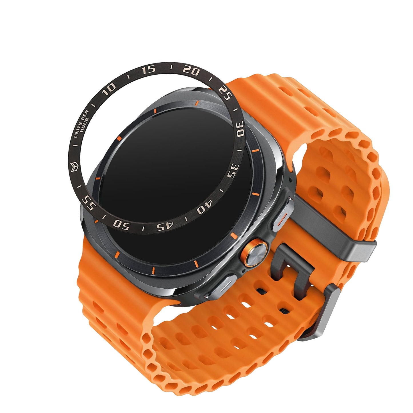 kwmobile Schutzring kompatibel mit Samsung Galaxy Watch Ultra 47mm Fitnesstracker - Bezel Ring Lünette in Schwarz Silber Schwarz  [dsg01]