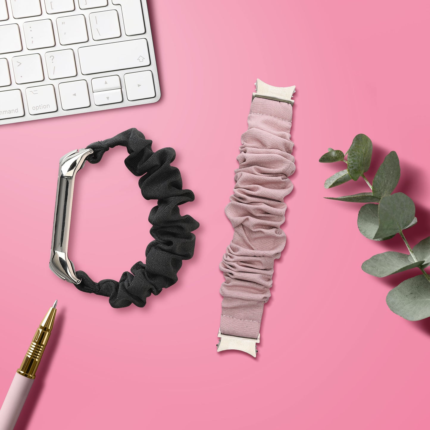 kwmobile Replacement Band compatible with Samsung Galaxy Watch Smartwatch Scrunchie Hair Tie Design Inner Dimensions 14 - 19 cm