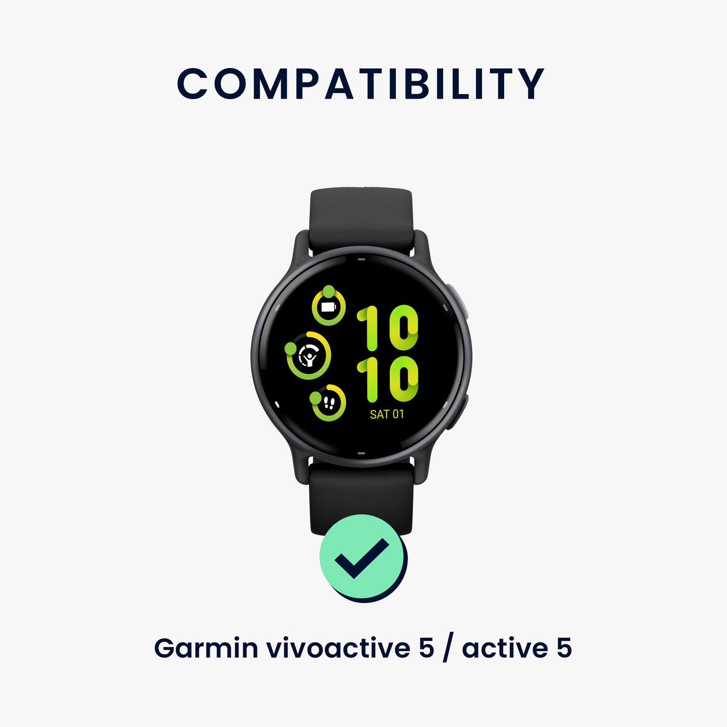 kwmobile Replacement Strap Compatible with Garmin vivoactive 6 / vivoactive 5 / active 5 - Smartwatch Scrunchie Hair Tie Design - Inner Dimensions 14 - 19 cm