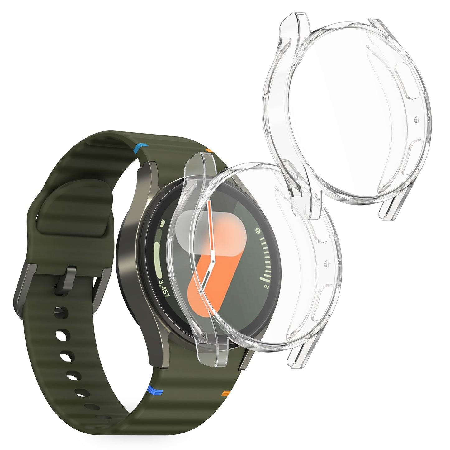 kwmobile 2x Schutzhülle kompatibel mit Samsung Galaxy Watch 7 40mm Hülle - Fullbody Cover Set aus Silikon - Transparent Transparent  [dsg01]