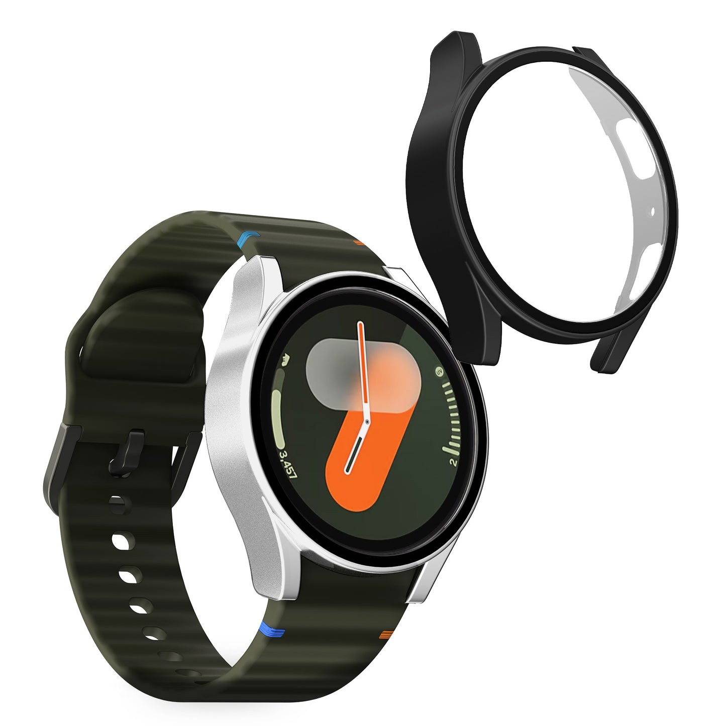 kwmobile Glass Case for Samsung Galaxy Watch 7 40mm Protective Cover Fullbody Fitness Tracker Case Set