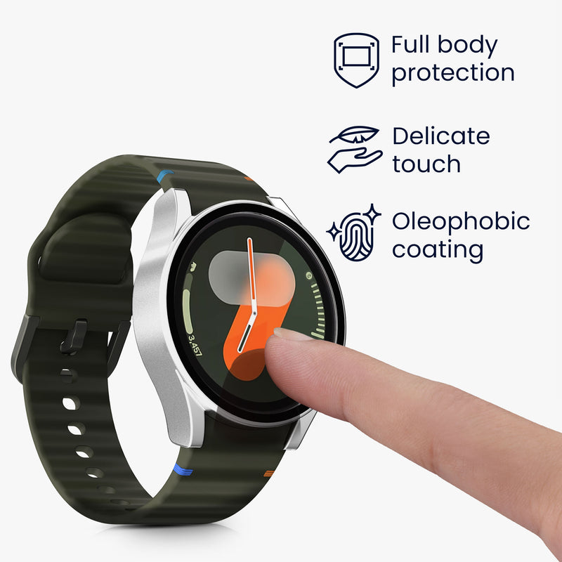 kwmobile Glass Case for Samsung Galaxy Watch 7 40mm Protective Cover Fullbody Fitness Tracker Case Set