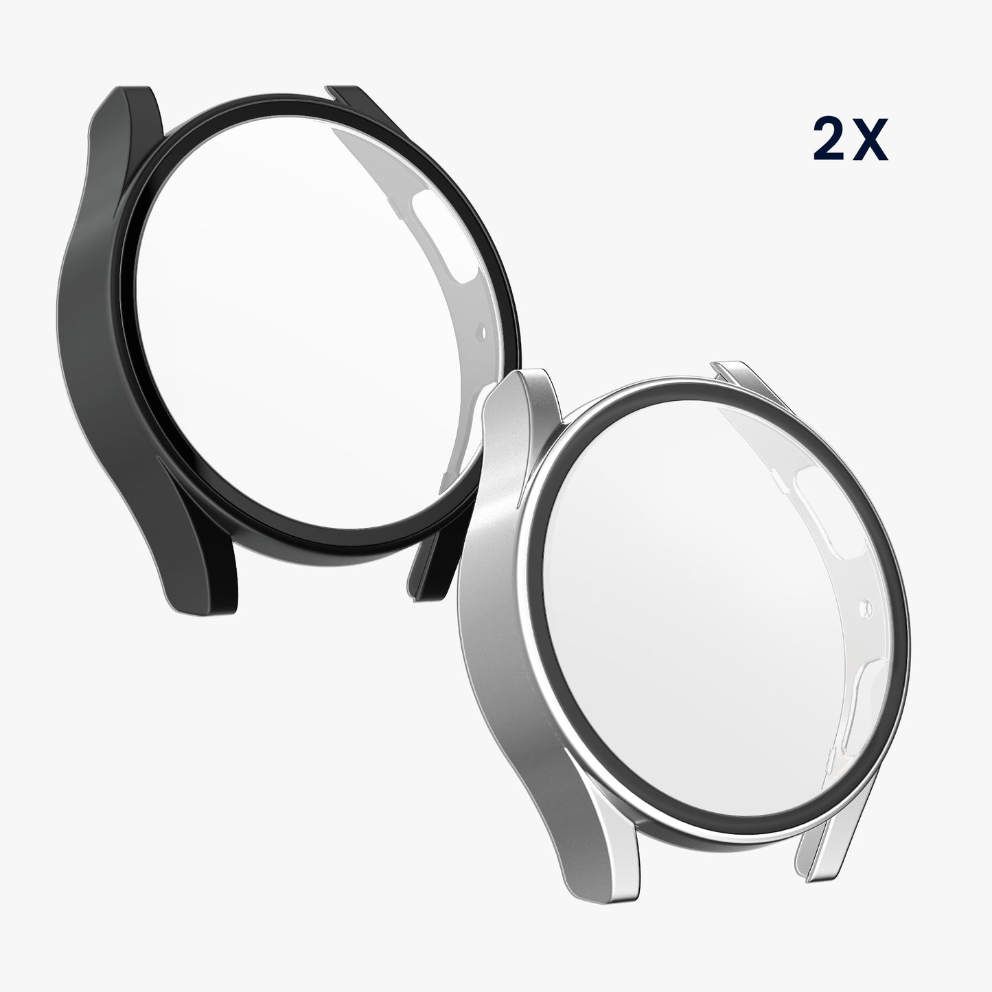 kwmobile Glass Case for Samsung Galaxy Watch 7 40mm Protective Cover Fullbody Fitness Tracker Case Set