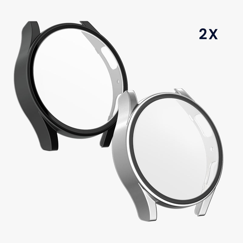 kwmobile Glass Case for Samsung Galaxy Watch 7 40mm Protective Cover Fullbody Fitness Tracker Case Set