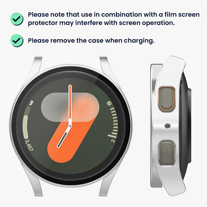 kwmobile Glass Case for Samsung Galaxy Watch 7 40mm Protective Cover Fullbody Fitness Tracker Case Set
