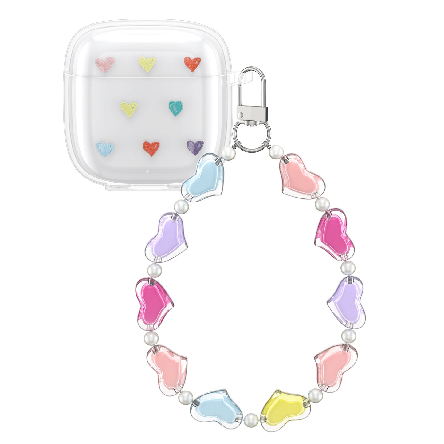 kwmobile Hülle kompatibel mit Huawei FreeBuds SE2 Case mit Schlaufe - TPU Silikon Schutzhülle Cover Kopfhörer Transparent Mehrfarbig Transparent  [dsg01]
