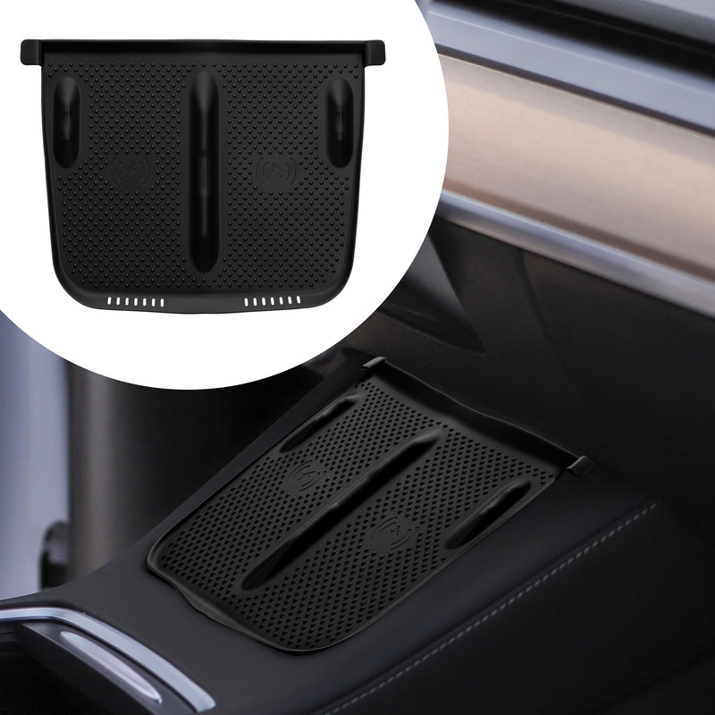 kwmobile Kabellose Ladegerät Panel Schutzabdeckung für Tesla Model Y / Model 3 - Auto Charging Pad Matte - Silikon Cover Handy Pad Schwarz Schwarz  