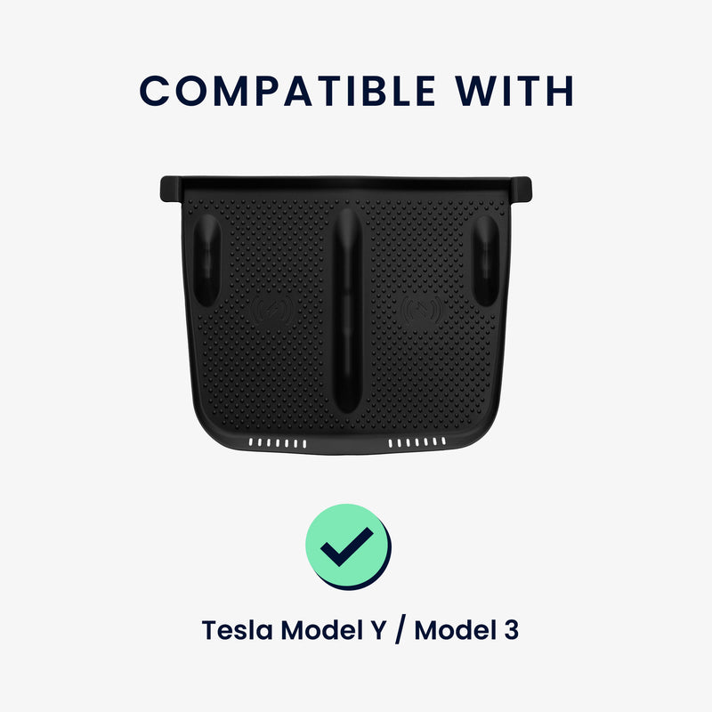 kwmobile Wireless Charger Panel Protective Cover for Tesla Model Y / Model 3 - Car Charging Pad Mat - Cover Phone Pad