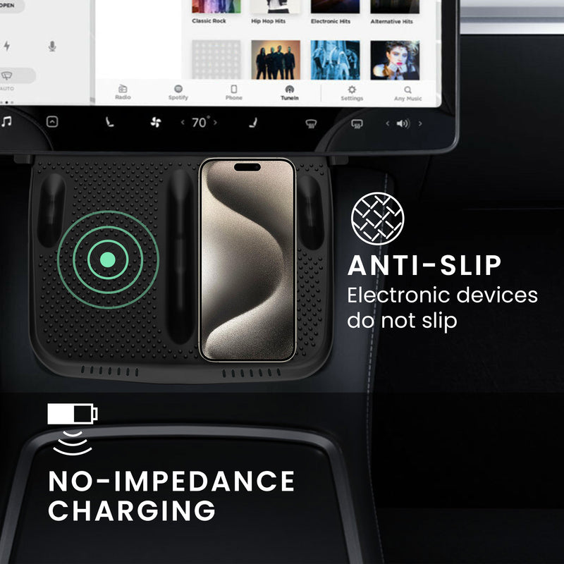 kwmobile Wireless Charger Panel Protective Cover for Tesla Model Y / Model 3 - Car Charging Pad Mat - Cover Phone Pad