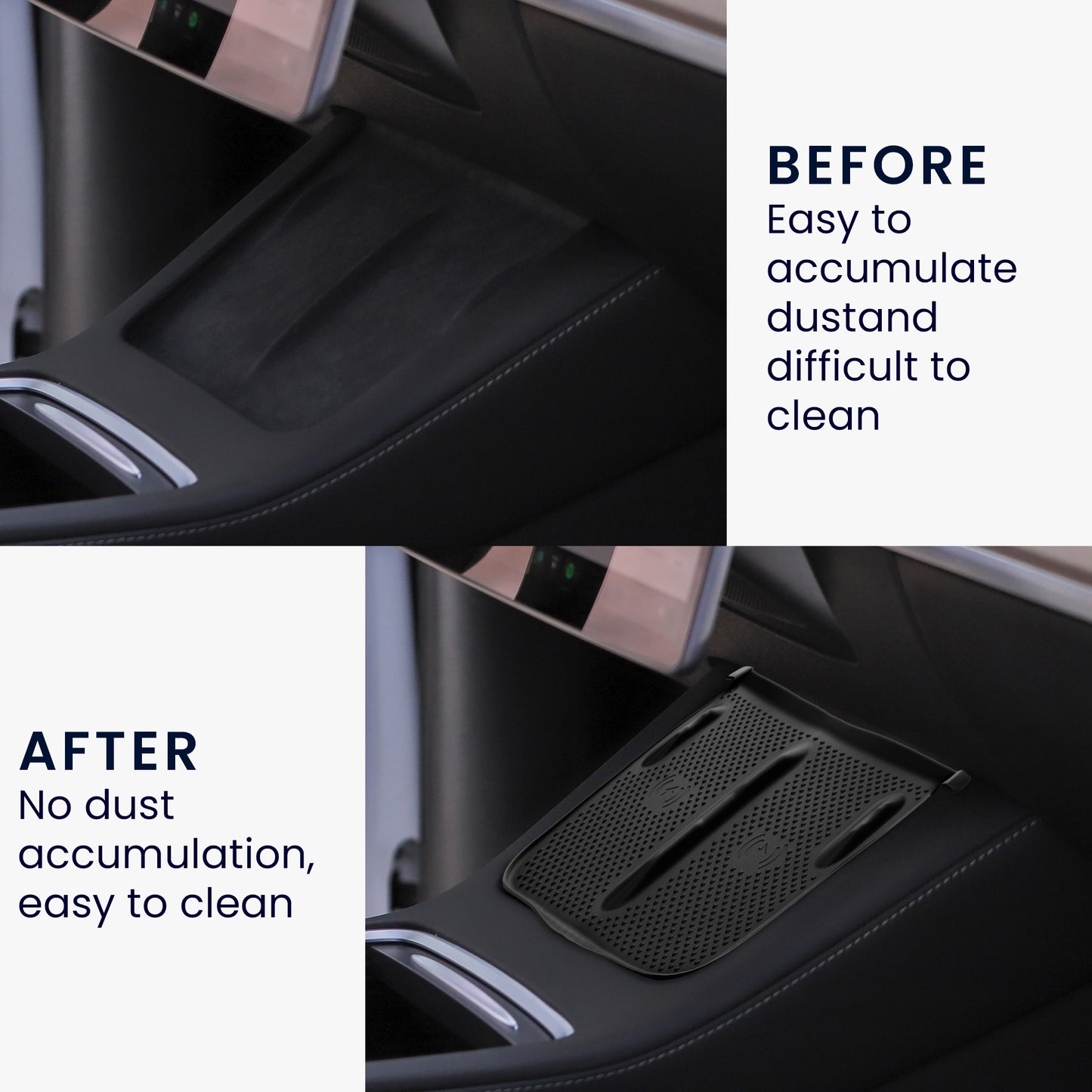 kwmobile Wireless Charger Panel Protective Cover for Tesla Model Y / Model 3 - Car Charging Pad Mat - Cover Phone Pad