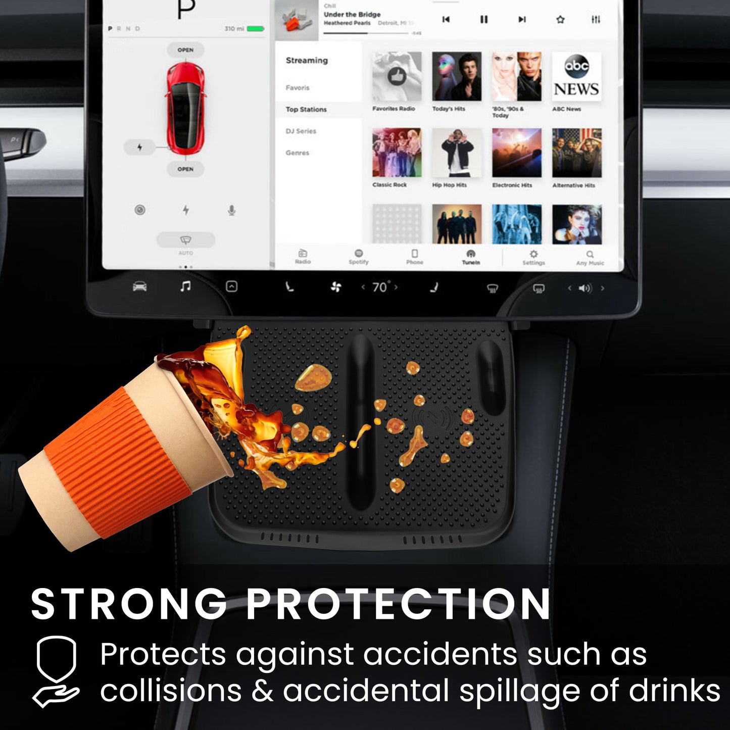 kwmobile Wireless Charger Panel Protective Cover for Tesla Model Y / Model 3 - Car Charging Pad Mat - Cover Phone Pad