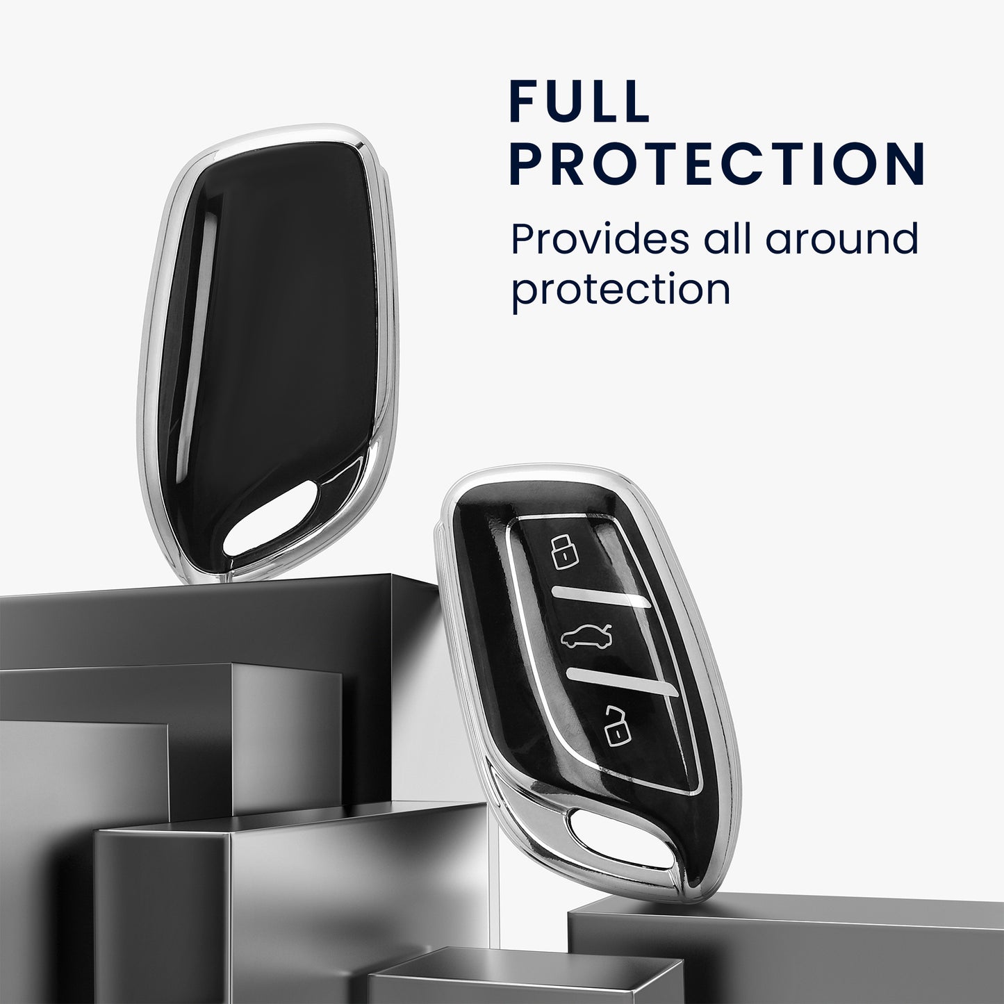 kwmobile Car Key Fob Cover compatible with MG 3-Button ZS MG4 MG5 MG6 - Silicone Key Case
