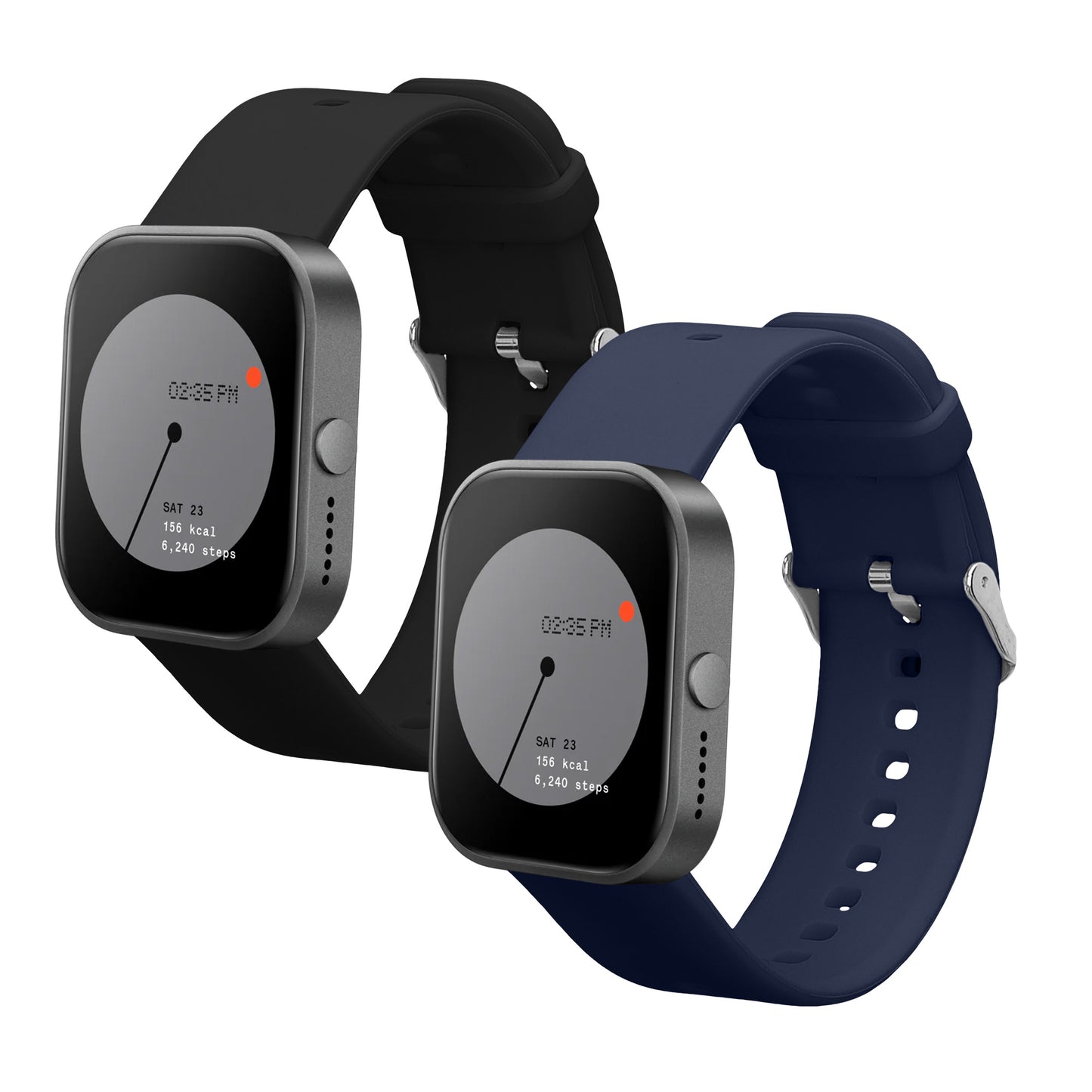kwmobile 2x Uhrenarmband für CMF Watch Pro 2 / Watch Pro 1 Armband - Fitnesstracker Band Set aus TPU Silikon - Ersatzarmband Smartwatch - Schwarz Dunkelblau Schwarz  [dsg01]