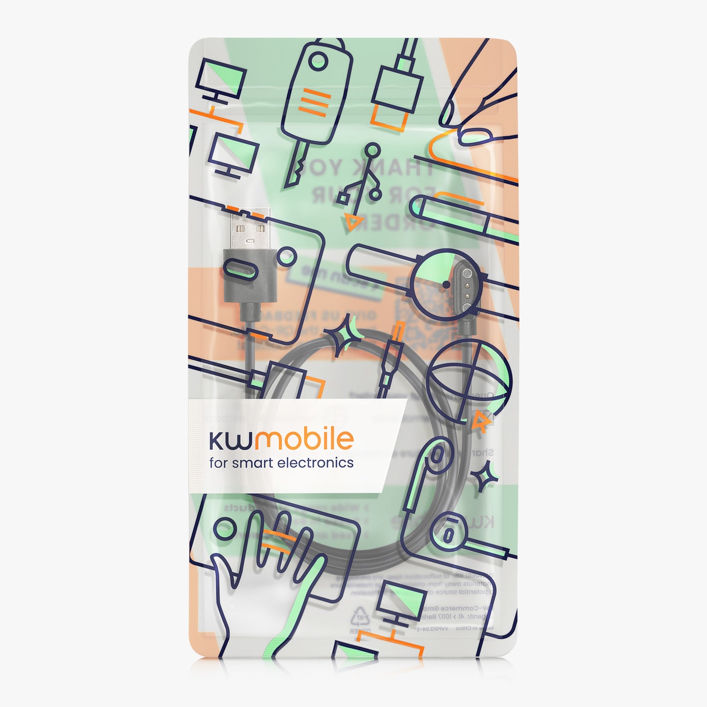 kwmobile USB Cable Charger compatible with CMF Watch Pro 2 / Watch 3 Pro Charging Cable Smart Watch Replacement Cable Fitness Tracker Charging Cable