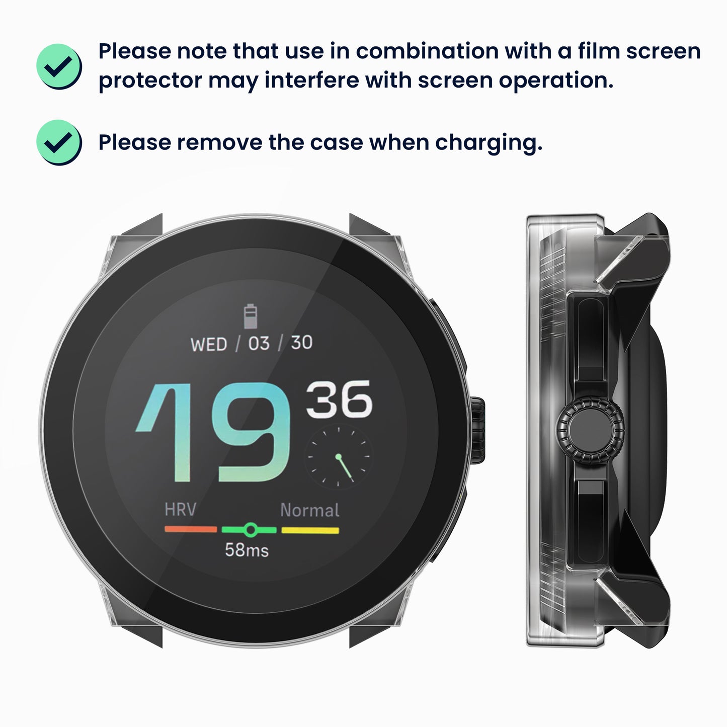 kwmobile Glass Case for Suunto Race S Protective Cover Fullbody Fitness Tracker Case Set