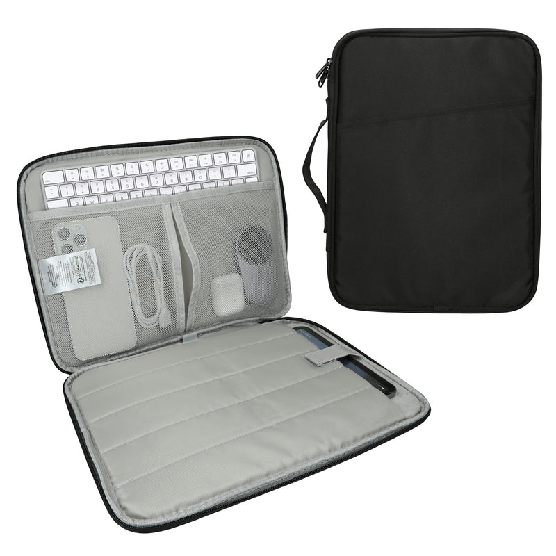kwmobile Tablet und Tastatur Tasche kompatibel mit Magic Keyboard K380 K480 & 12,9" - 13" Tablet Hülle - Tablettasche mit zahlreichen Taschen - Bluetooth Keyboard Schutzhülle - Schwarz Schwarz  