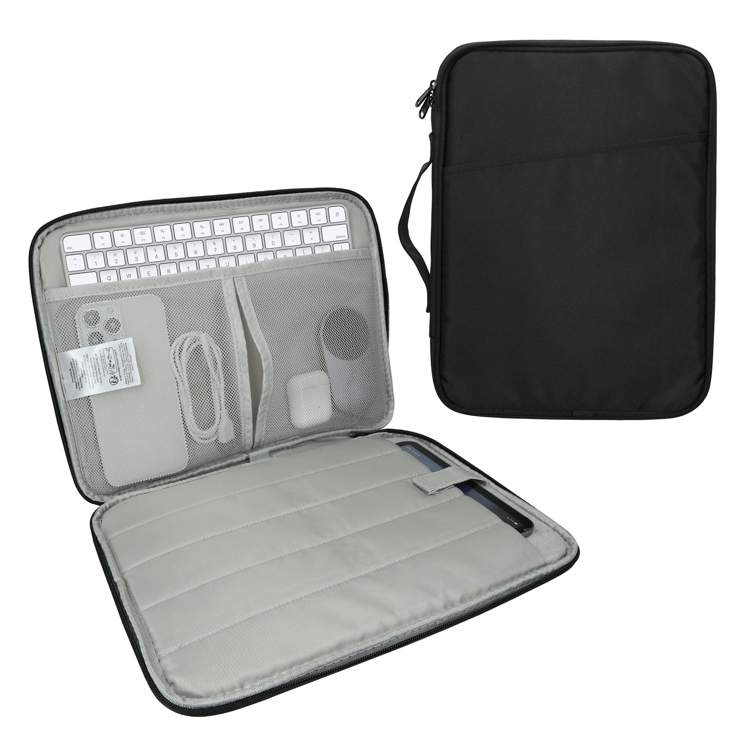 kwmobile Tablet and Keyboard Bag compatible with Magic Keyboard K380 K480 & 12.9" - 13" Tablet Case - Tablet Pouch with Multiple Pockets - Bluetooth Keyboard Protective Cover