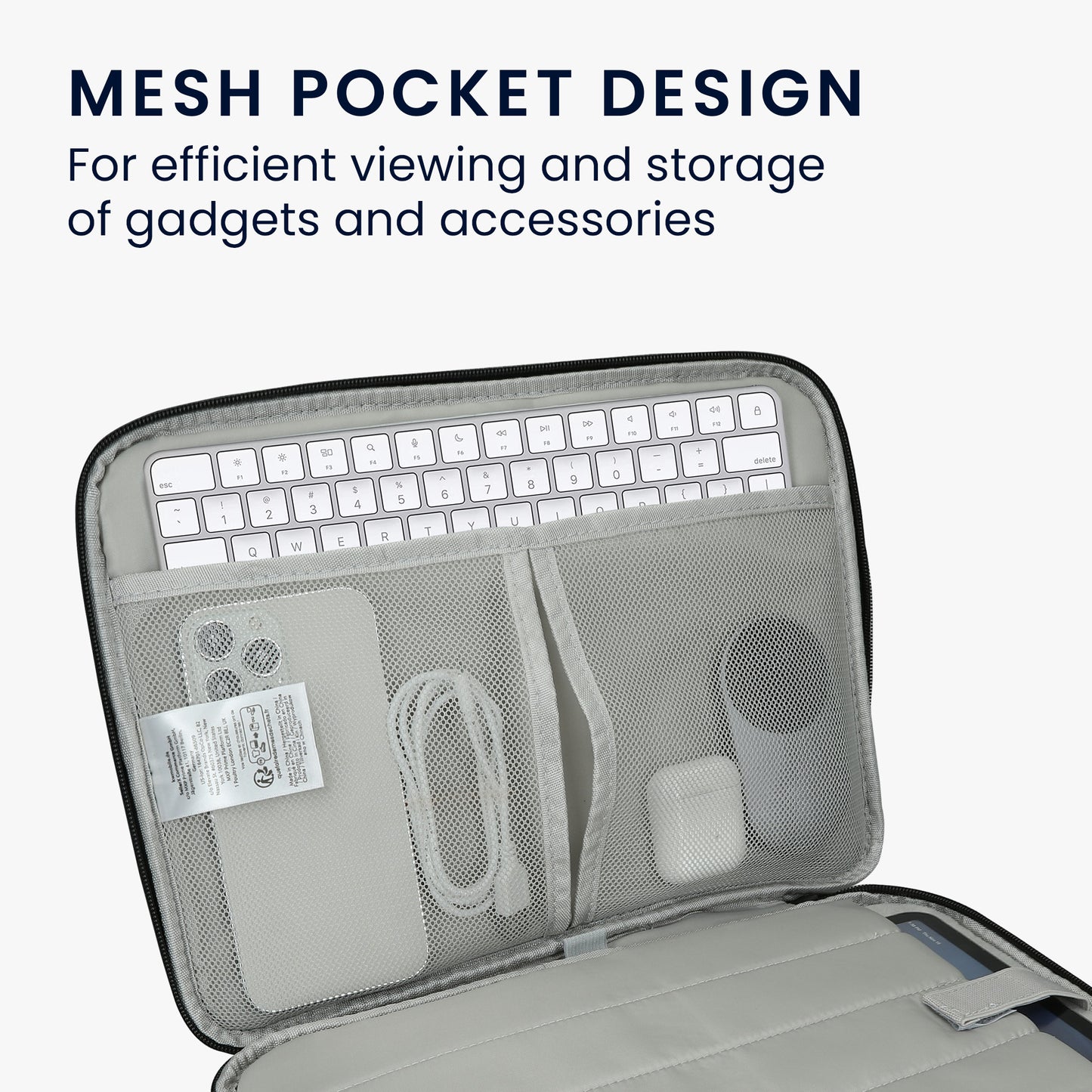 kwmobile Tablet and Keyboard Bag compatible with Magic Keyboard K380 K480 & 12.9" - 13" Tablet Case - Tablet Pouch with Multiple Pockets - Bluetooth Keyboard Protective Cover