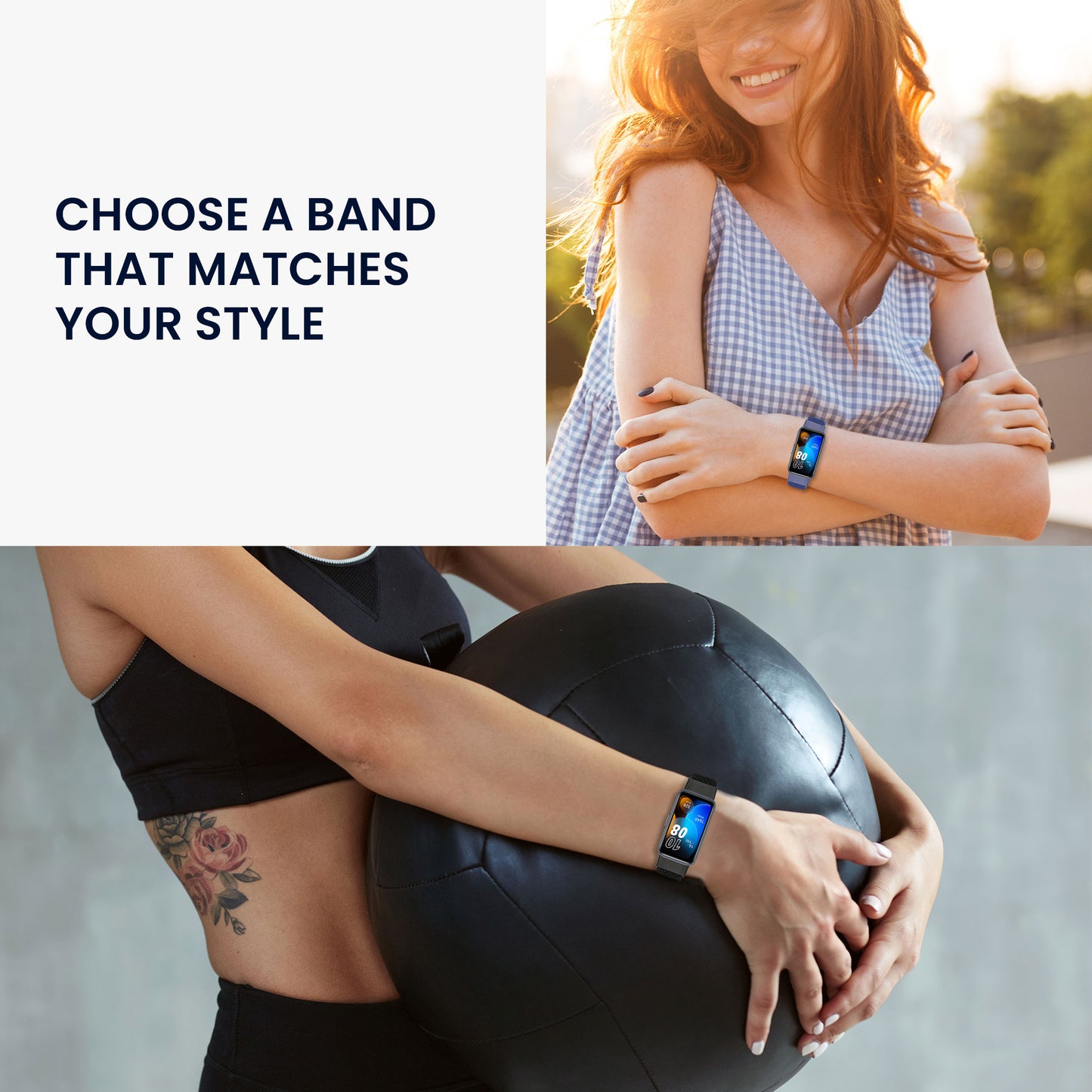 kwmobile Replacement Strap Compatible with Huawei Band 10 / 9 / 8 Strap Set with Magnetic Clasp