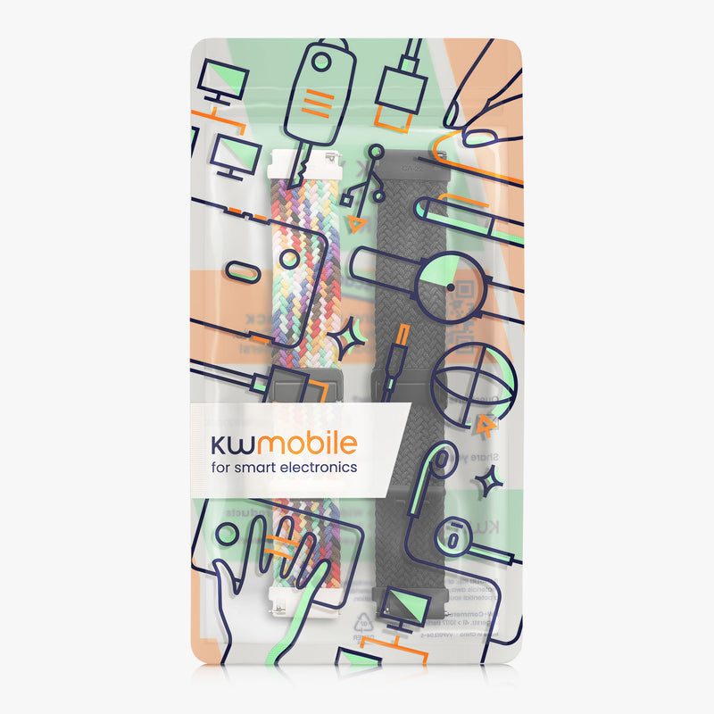 kwmobile Replacement Strap compatible with Huami 22mm Amazfit Bip 6 / Bip 5 Unity / Bip 5 / GTS 3 / Balance 2 / Helio Strap Band Set with Magnetic Clasp