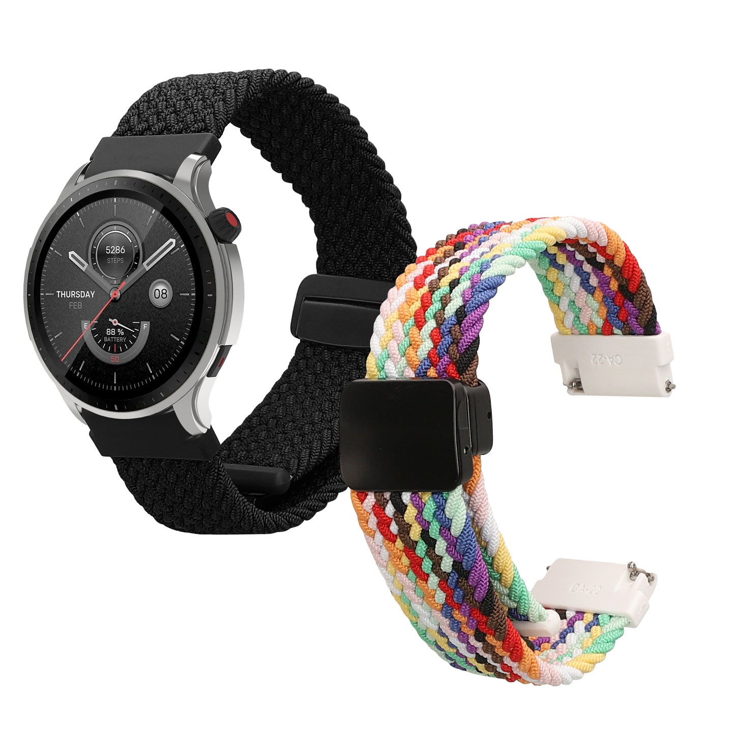 kwmobile Replacement Strap compatible with Huami 22mm Amazfit Bip 6 / Bip 5 Unity / Bip 5 / GTS 3 / Balance 2 / Helio Strap Band Set with Magnetic Clasp